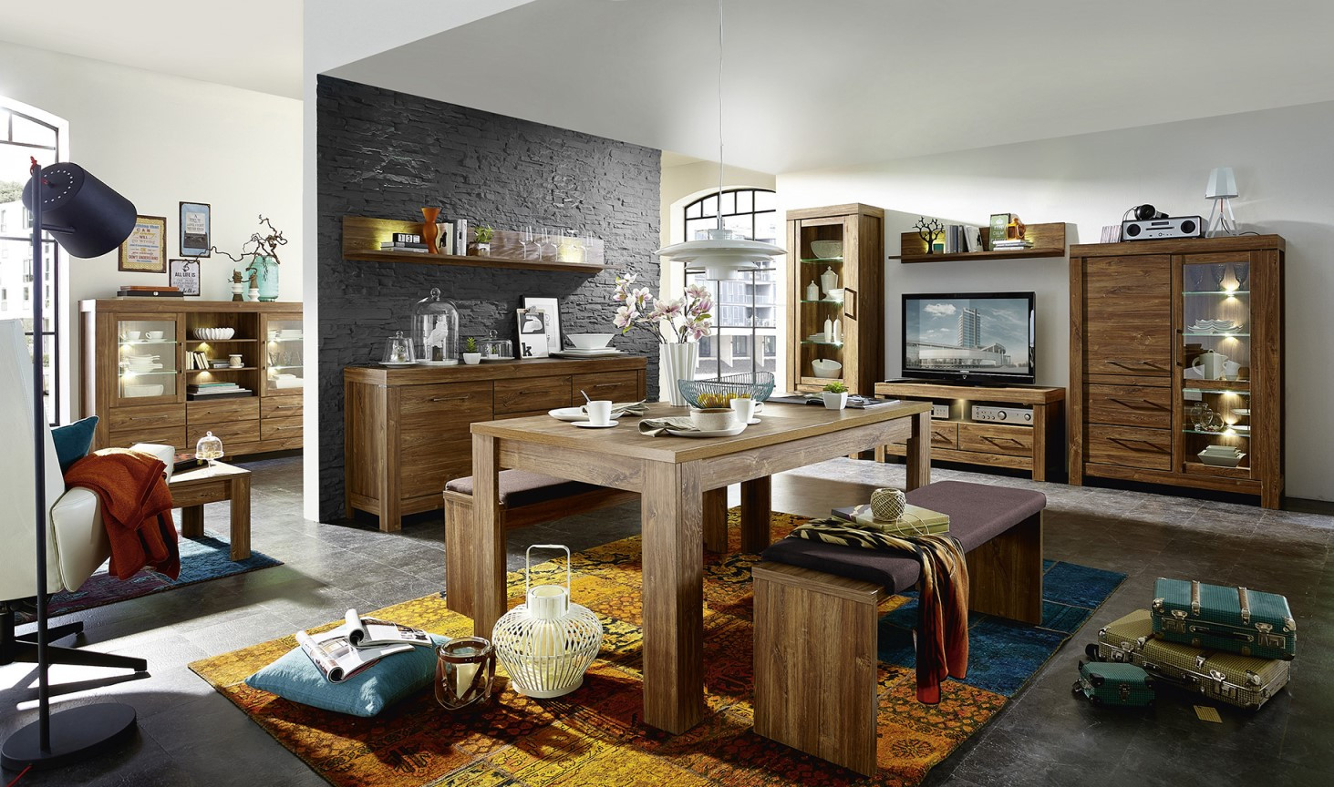 Gent elemes bútorcsalád – sötét stirling tölgy nappali bútor karakteres vonalvezetéssel