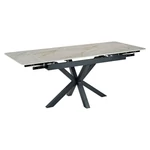 Kép 1/4 - Almeria bővíthető étkezőasztal, 130-190 cm-es, szinterezett kő asztallap, porszórt fekete fém láb
