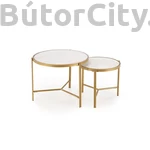 Kép 1/7 - FATIMA dohányzóasztal, 2-es szett, szín: fehér márvány/arany