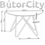 Kép 11/11 - BONELLO kerek étkezőasztal, szürke márvány, arany lábakkal (Ø120 cm)