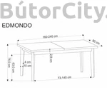 Kép 13/13 - EDMONDO bővíthető étkezőasztal, téglalap alakú, szín: természetes tölgy/fekete (160-240*90)
