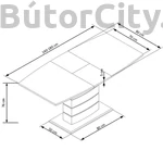 Kép 10/10 - TORONTO bővíthető étkezőasztal, téglalap alakú, szín: fehér/arany tölgy