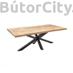 Kép 1/10 - GALAXIE 160 cm-es design tömör mangófa étkezőasztal, fekete fém láb