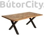 Kép 1/8 - INFINITY HOME 160 cm-es tömör mangófa étkezőasztal, X fém lábakkal