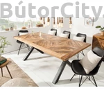 Kép 2/8 - INFINITY HOME 160 cm X-lábú étkezőasztal mangófa, oldalnézetből