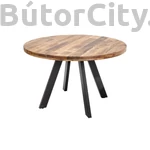 Kép 1/10 - IRON CRAFT kerek, tömör mangófa étkezőasztal Ø 120 cm, fekete fém láb