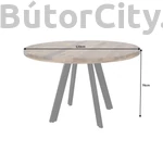 Kép 9/10 - IRON CRAFT 120 cm kerek asztal méretvázlat