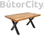 Kép 1/8 - Étkezőasztal IRON CRAFT 160cm X-lábakkal mangófa natúr