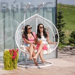 Kép 5/14 - Dupla függőfotel, fehér/virágos minta