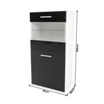 Kép 11/20 - Nappali sor LED világítással, fehér/fekete- extra magas fényű HG, LEO