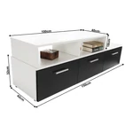 Kép 10/20 - Nappali sor LED világítással, fehér/fekete- extra magas fényű HG, LEO