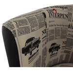 Kép 11/13 - Klub fotel, textilbőr fekete/szövet újságminta, CUBA