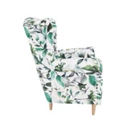 Kép 14/18 - Füles fotel, szövet minta zöld levél, CHARLOT