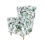 Kép 16/18 - Füles fotel, szövet minta zöld levél, CHARLOT