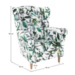Kép 18/18 - Füles fotel, szövet minta zöld levél, CHARLOT