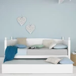 Kép 18/18 - Ágy pótággyal, tűnyalábos fenyőfa, fehér, 90x200, GLAMIS