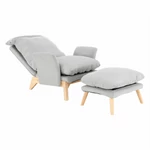 Kép 19/20 - Fotel lábtartóval, világosszürke/természetes, ZANDER