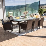 Kép 2/20 - Kerti 9-részes rattanszett, barna/bézs, MENIBOR