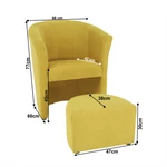 Kép 4/20 - Klub fotel puffal, mustár, ROSE