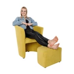 Kép 7/20 - Klub fotel puffal, mustár, ROSE