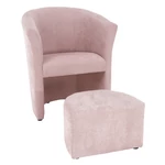 Kép 1/20 - Klub fotel puffal, rózsaszín, ROSE