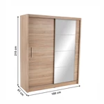 Kép 4/15 - Szekrény tolóajtókkal, sonoma tölgy, 180x215, LOW