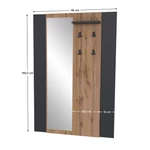 Kép 7/7 - Fogas panel tükörrel, wotan tölgy/fekete, AMONI