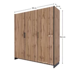 Kép 5/6 - Szekrény, háromajtós, wotan tölgy/fekete, AMONI 3D