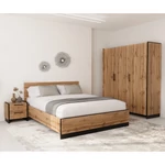 Kép 4/7 - Ágy, 160x200, wotan tölgy/fekete, AMONI