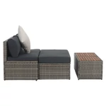 Kép 6/15 - Kerti rattan szett, szürke/természetes/krémszínű, DEBRA
