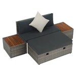 Kép 7/15 - Kerti rattan szett, szürke/természetes/krémszínű, DEBRA