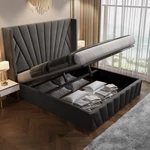 Kép 11/15 - Ágy ráccsal, 180x200, sötétszürke Velvet szövet, PENELOPE