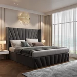 Kép 12/15 - Ágy ráccsal, 180x200, sötétszürke Velvet szövet, PENELOPE