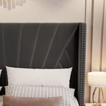 Kép 13/15 - Ágy ráccsal, 180x200, sötétszürke Velvet szövet, PENELOPE