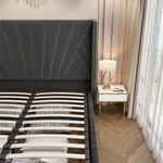 Kép 14/15 - Ágy ráccsal, 180x200, sötétszürke Velvet szövet, PENELOPE