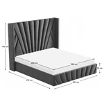 Kép 15/15 - Ágy ráccsal, 180x200, sötétszürke Velvet szövet, PENELOPE