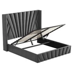 Kép 4/15 - Ágy ráccsal, 180x200, sötétszürke Velvet szövet, PENELOPE