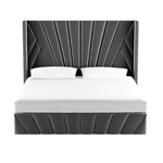 Kép 5/15 - Ágy ráccsal, 180x200, sötétszürke Velvet szövet, PENELOPE