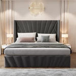 Kép 10/15 - Ágy ráccsal, 180x200, sötétszürke Velvet szövet, PENELOPE