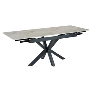 Almeria bővíthető étkezőasztal, 130-190 cm-es, szinterezett kő asztallap, porszórt fekete fém láb