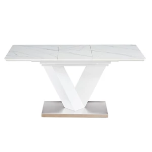 Bolzano bővíthető étkezőasztal, fehér márványmintás (120–160 cm)