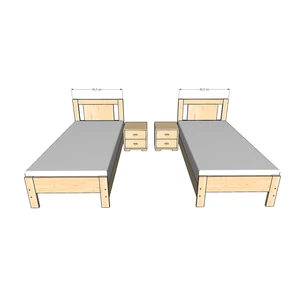 Janka ágykeret fix (90*200 cm) - praktikus szállodai kivitel + bordasor - tömör fenyőből, lakkozott