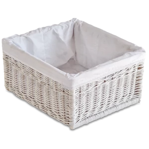 Bélelt fehér fonott kosár Alda selyemszürke szekrényhez