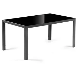 Kültéri kerti asztal, fekete üveglap, alumínium váz (150 cm)