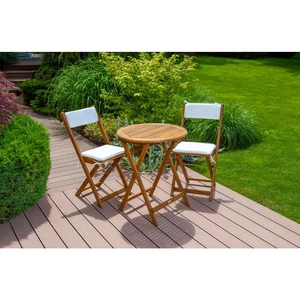 Trópusi akácfa balkon szett párnával, kerek asztallal (asztal + 2 db szék)