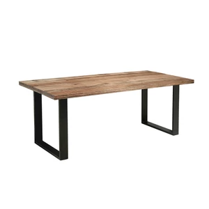 IRON CRAFT tömör mangófa étkezőasztal, 180 cm-es, U fém lábakkal