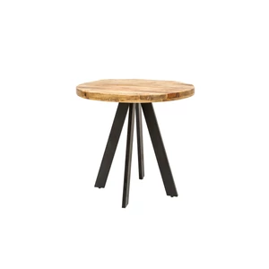 IRON CRAFT kerek étkezőasztal, Ø 80cm, tömör mangófa - fém