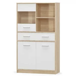 Teyo nagy vitrin, sonoma tölgy - fehér (2D1W1S/80)