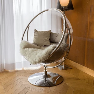 Bubble typ 2 függő fotel állvánnyal (átlátszó/ezüst/szürke)
