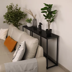 Konzolasztal ipari stílusban, sötétszürke grafit/fekete, BUSTA